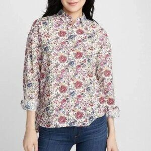 CONTEMPORAINE Simons 100% Linen Floral Button Down Shirt Liberty Fabrics